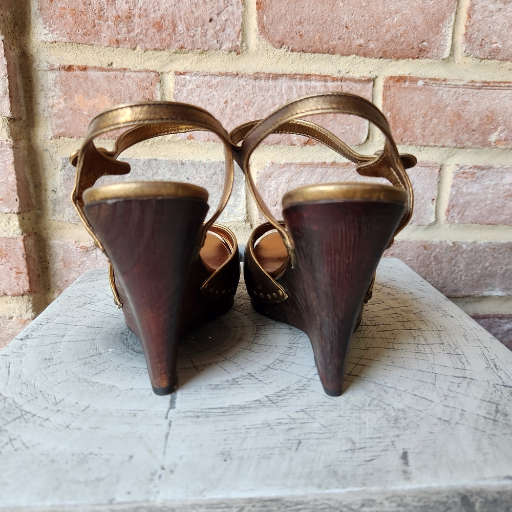 Prada Gold Bronze Wedge Size 37 - Picture 8 of 15